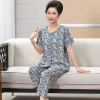 A 25-year new style of pajamas, short-sleeved shirts, long pants, full-body cotton and silk home wear, floral button cardigan set for middle-aged and elderly mothers Specification image
